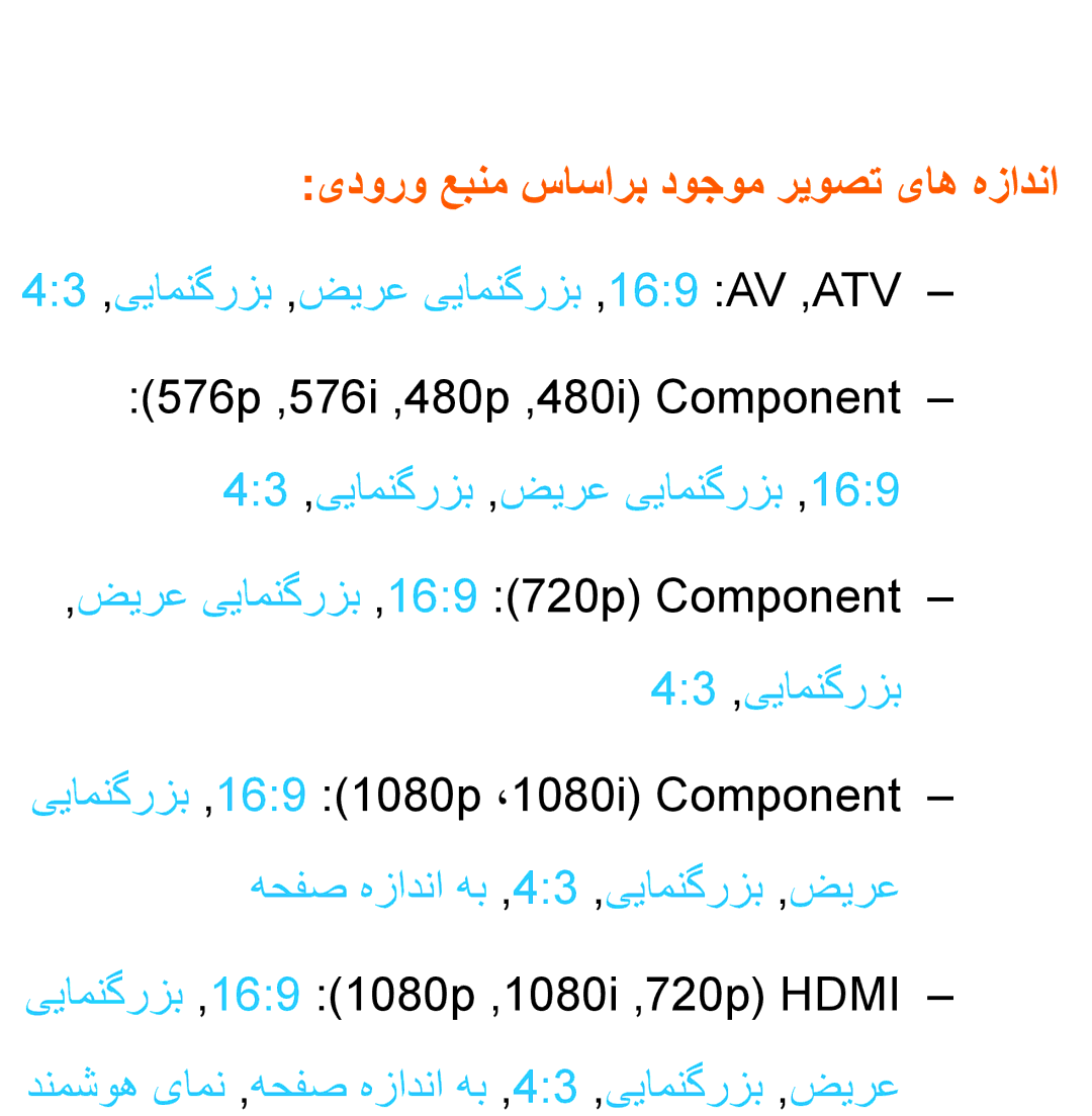 Samsung UA55ES7100RXZN manual یدورو عبنم ساسارب دوجوم ریوصت یاه هزادنا, 43 ,ییامنگرزب ,ضیرع ییامنگرزب ,169 AV ,ATV 