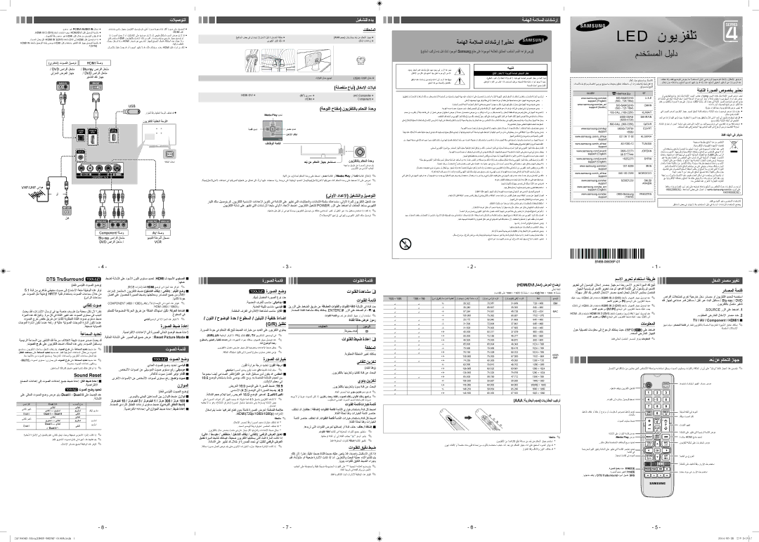 Samsung UA32FH4003RXMM manual تاقحلملا, ةتباثلا ةروصلا صوصخب ريذحت, ةحوللا حاتفم نويزفلتلاب مكحتلا ةدحو, DTS TruSurround t 