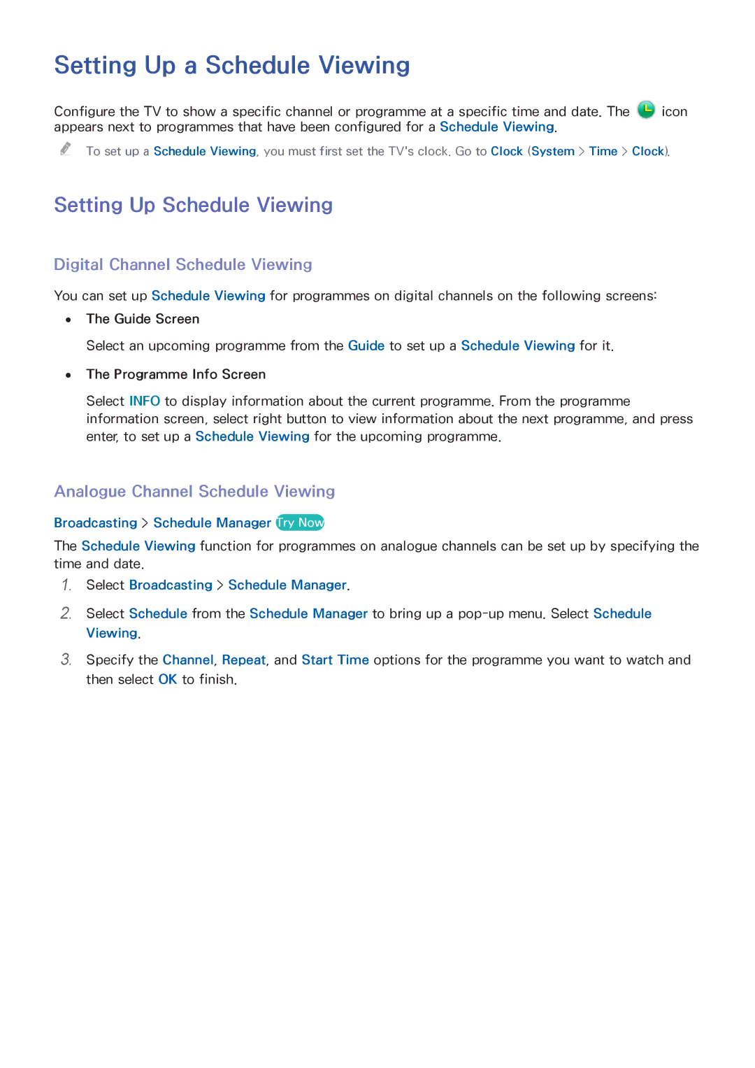 Samsung UA32H4303AKXXS manual Setting Up a Schedule Viewing, Setting Up Schedule Viewing, Digital Channel Schedule Viewing 