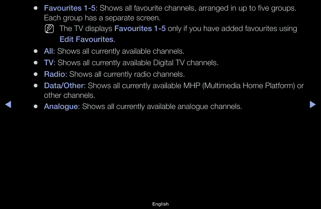 Samsung UA48J5170ASXUM, UA32J4170ASXUM, UA40J5170ASXUM manual Analogue Shows all currently available analogue channels 