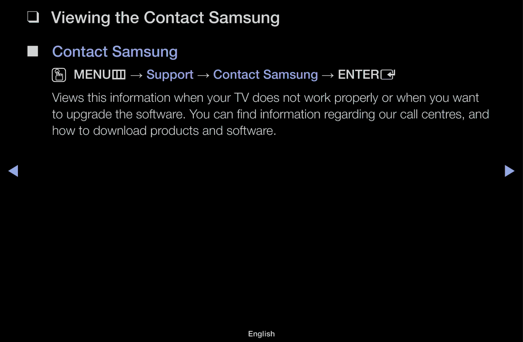 Samsung UA32J4003AKXXV, UA32J4170ASXUM, UA48J5170ASXUM, UA40J5170ASXUM, UA40J5000AKXXV manual Viewing the Contact Samsung 