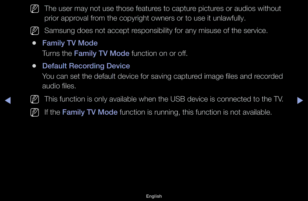 Samsung UA32J4100AKXXV, UA32J4170ASXUM, UA48J5170ASXUM, UA40J5170ASXUM manual Turns the Family TV Mode function on or off 