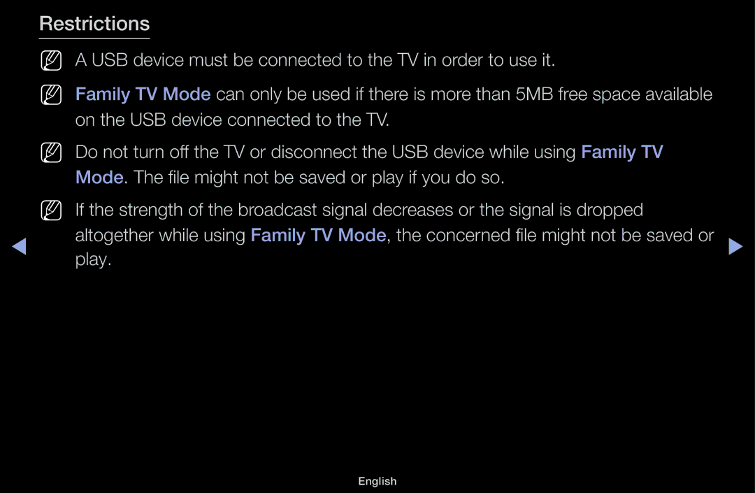 Samsung UA40J5170ASXUM, UA32J4170ASXUM, UA48J5170ASXUM, UA32J4003AKXXV, UA40J5000AKXXV, UA48J5000AKXXV manual Restrictions 