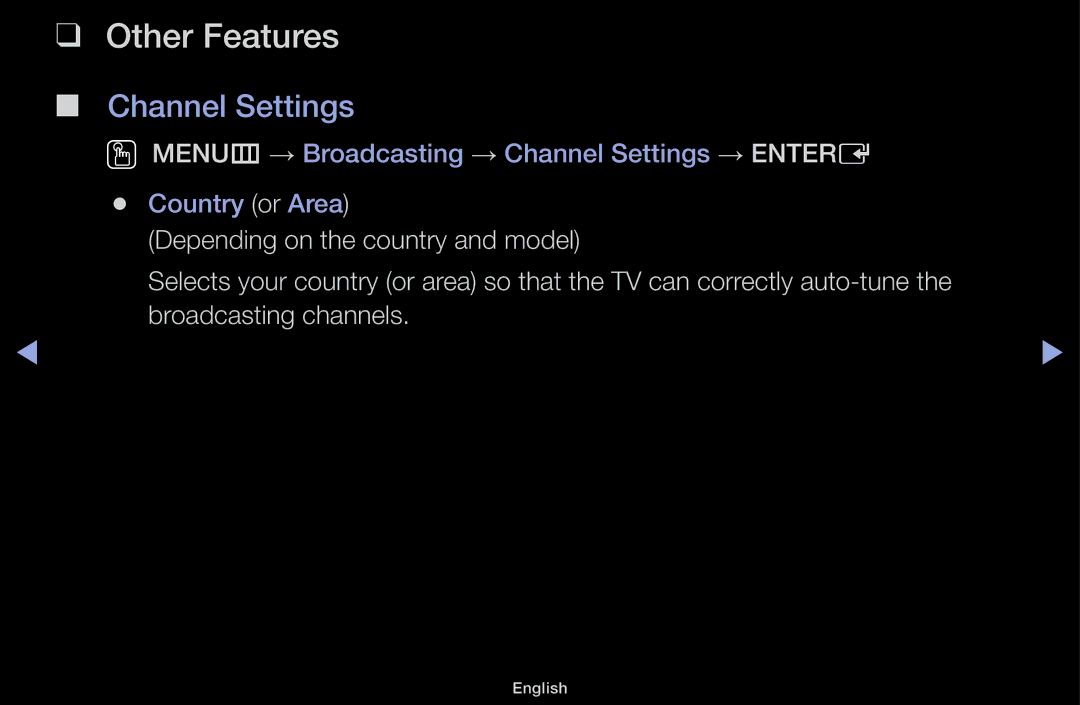 Samsung UA32J4100AKXXV, UA32J4170ASXUM, UA48J5170ASXUM, UA40J5170ASXUM, UA32J4003AKXXV manual Other Features, Channel Settings 