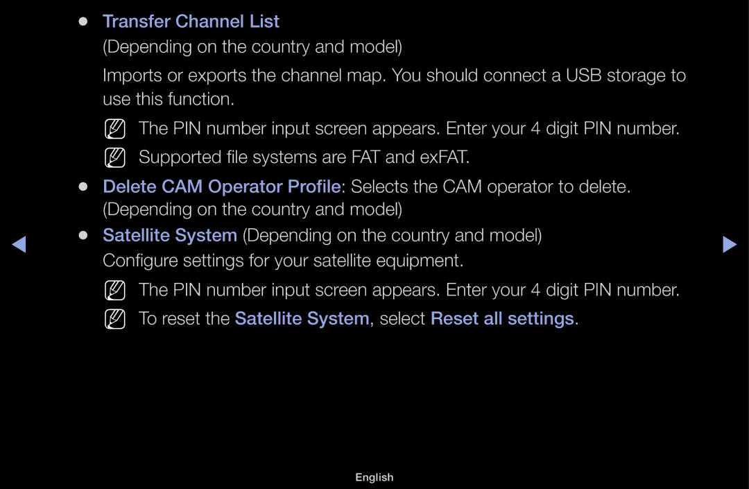 Samsung UA48J5170ASXUM, UA32J4170ASXUM, UA40J5170ASXUM manual Transfer Channel List Depending on the country and model 