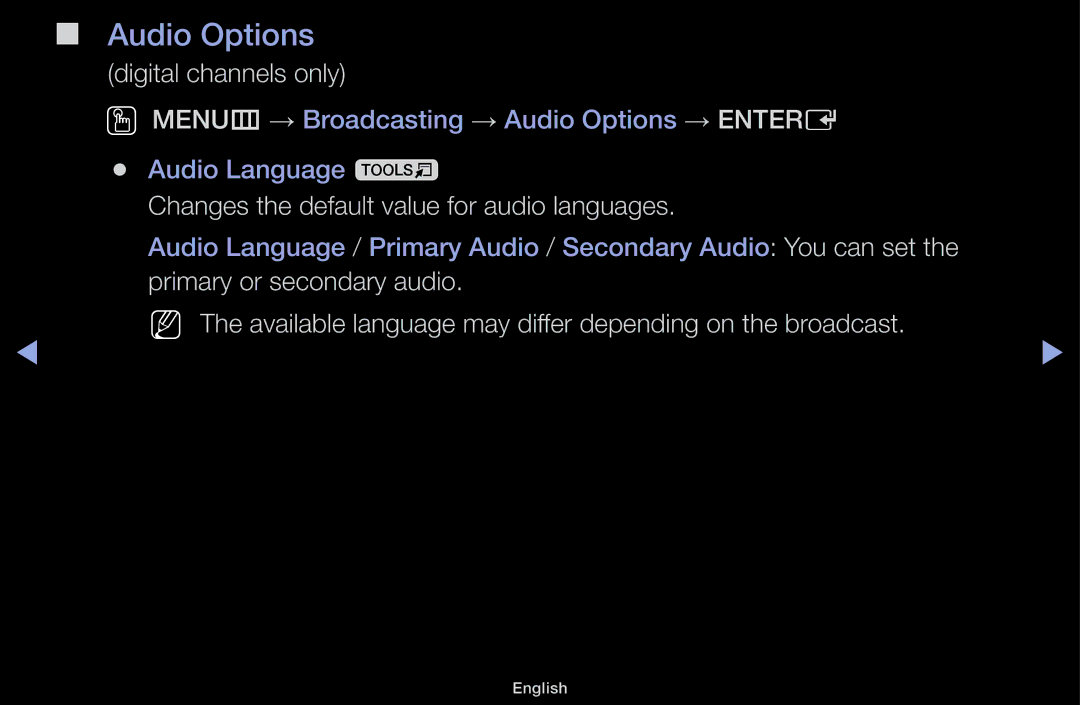 Samsung UA32J4003AKXXV, UA32J4170ASXUM, UA48J5170ASXUM, UA40J5170ASXUM, UA40J5000AKXXV, UA48J5000AKXXV manual Audio Options 