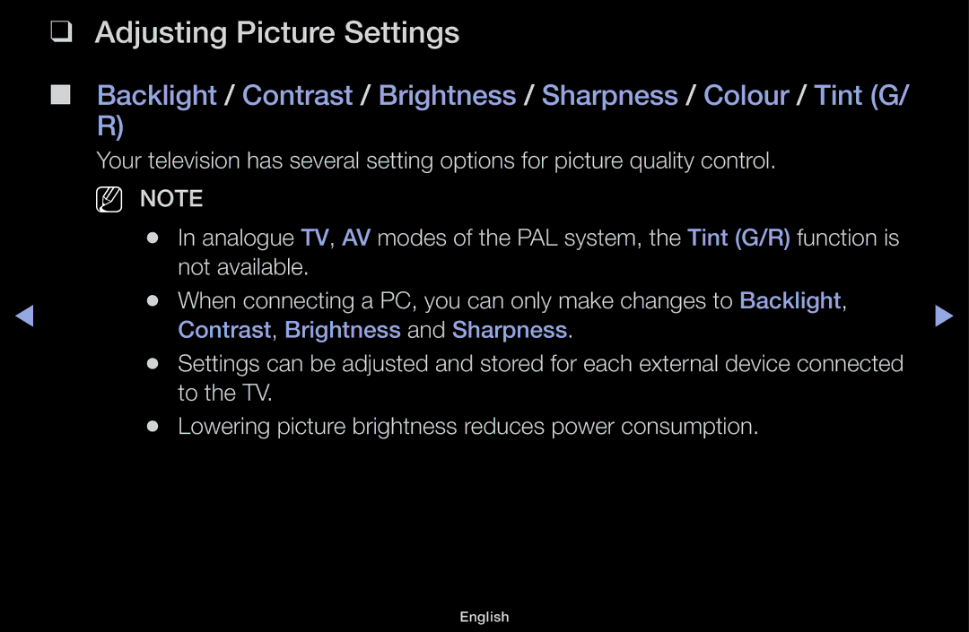 Samsung UA43J5100AKXXV, UA32J4170ASXUM, UA48J5170ASXUM, UA40J5170ASXUM, UA32J4003AKXXV Adjusting Picture Settings, NN Note 