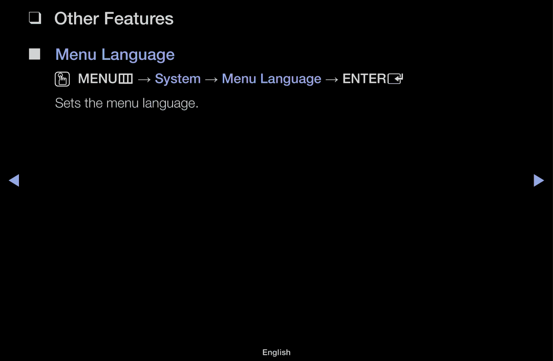 Samsung UA40J5100AKXXV, UA32J4170ASXUM, UA48J5170ASXUM, UA40J5170ASXUM, UA32J4003AKXXV manual Other Features, Menu Language 