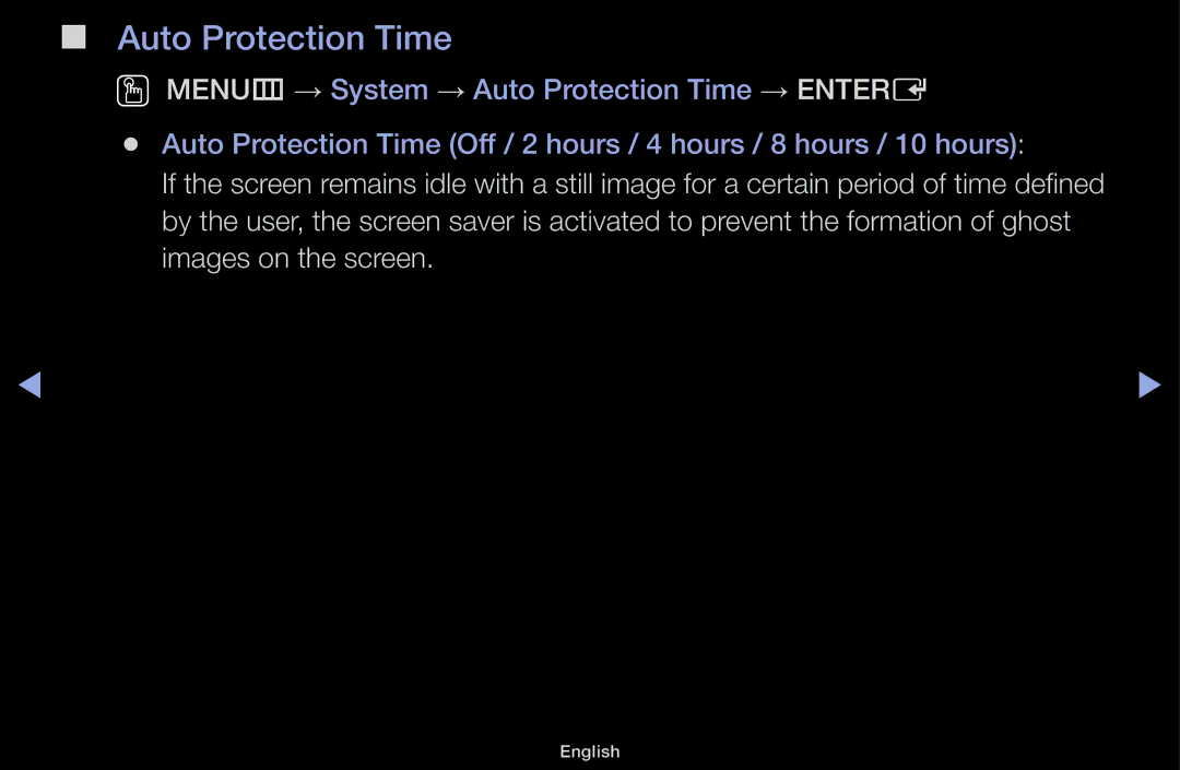 Samsung UA32J4170ASXUM, UA48J5170ASXUM, UA40J5170ASXUM, UA32J4003AKXXV, UA40J5000AKXXV, UA48J5000AKXXV Auto Protection Time 