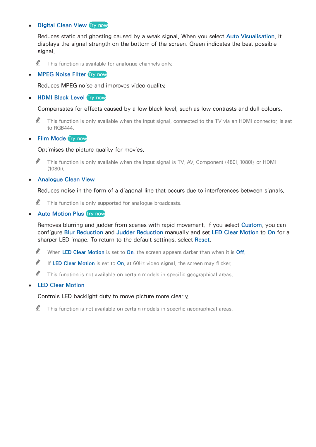 Samsung UA40J6300AWXSQ Digital Clean View Try now, Mpeg Noise Filter Try now, Hdmi Black Level Try now, Film Mode Try now 