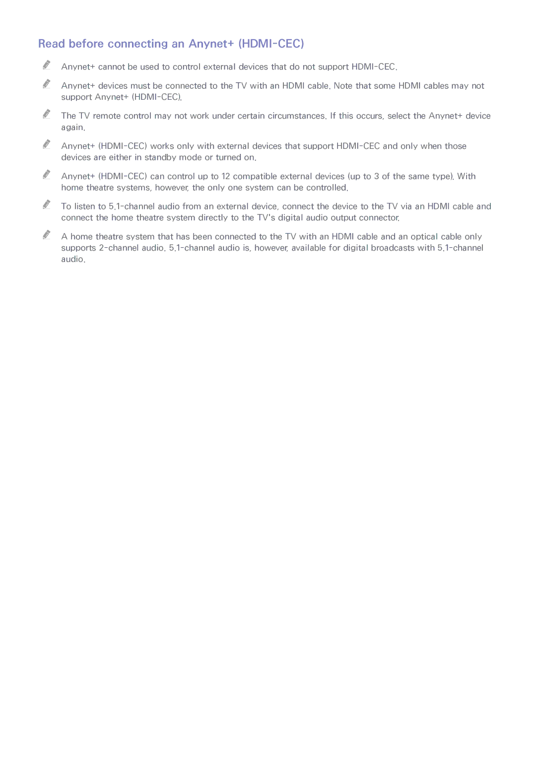 Samsung UA32J5500AWXSQ, UA32J5500AKXXV, UA43J5520AKXXV, UA40J6200AKXXV manual Read before connecting an Anynet+ HDMI-CEC 