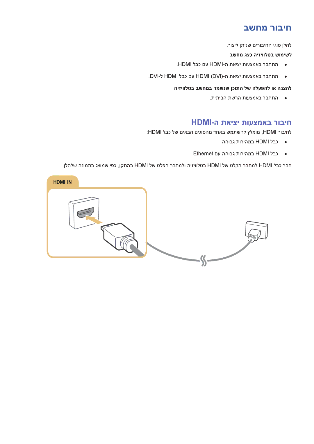 Samsung UA48J6300AWXSQ בשחמ רוביח, Hdmi-ה תאיצי תועצמאב רוביח, רוציל ןתינש םירוביחה יגוס ןלהל, תיתיבה תשרה תועצמאב רבחתה 