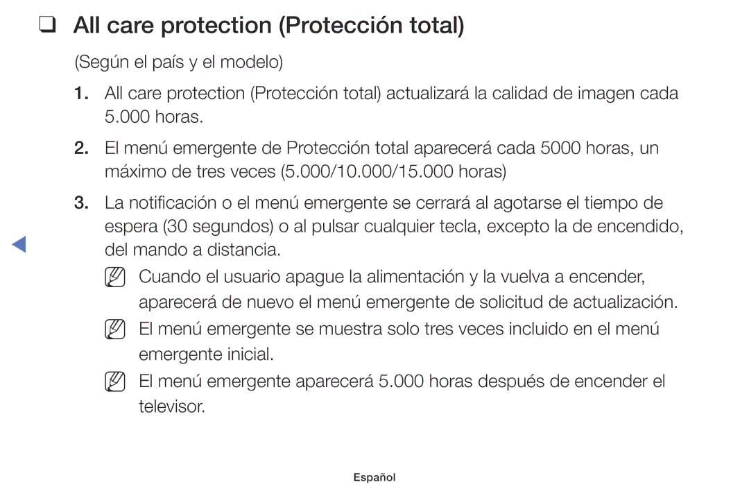 Samsung UA32K4070DSXMV manual All care protection Protección total 