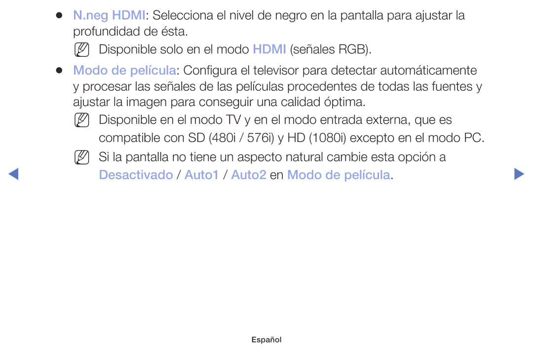 Samsung UA32K4070DSXMV manual Desactivado / Auto1 / Auto2 en Modo de película 