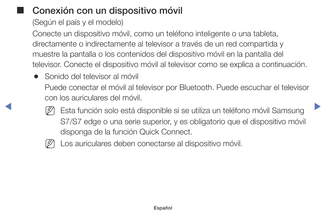 Samsung UA32K4070DSXMV manual Conexión con un dispositivo móvil 