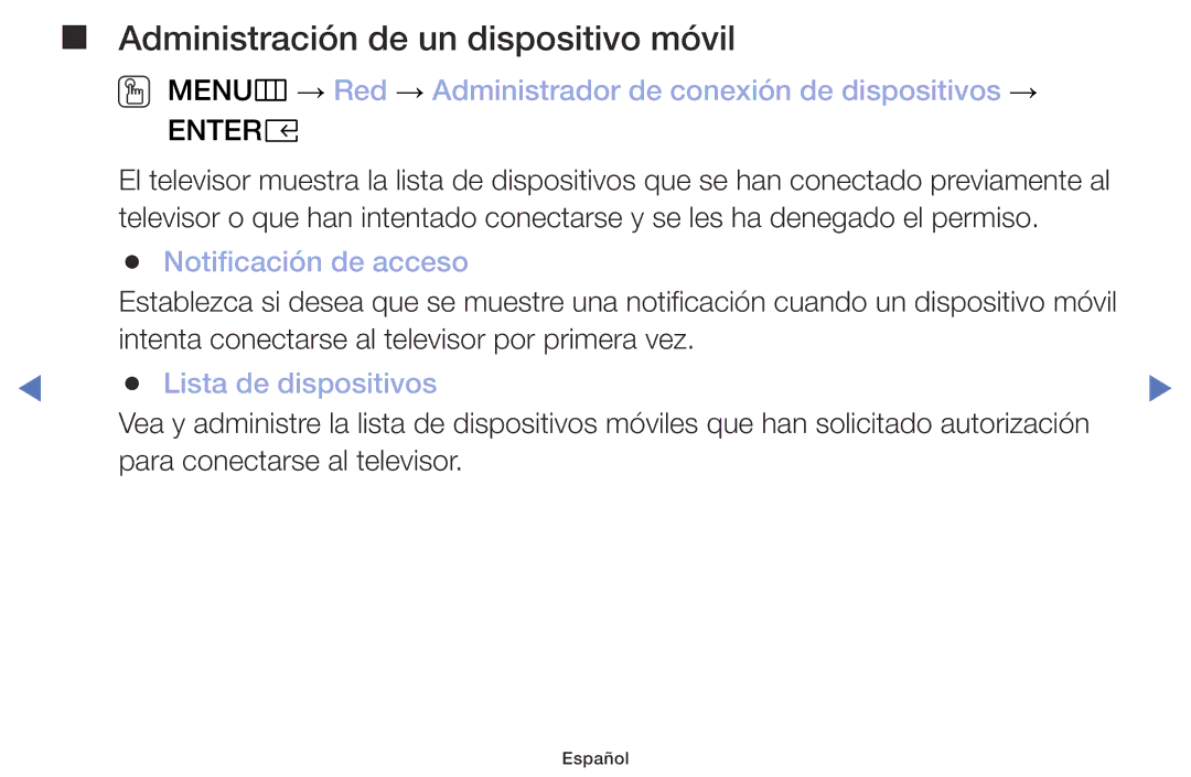 Samsung UA32K4070DSXMV manual Notificación de acceso, Lista de dispositivos 