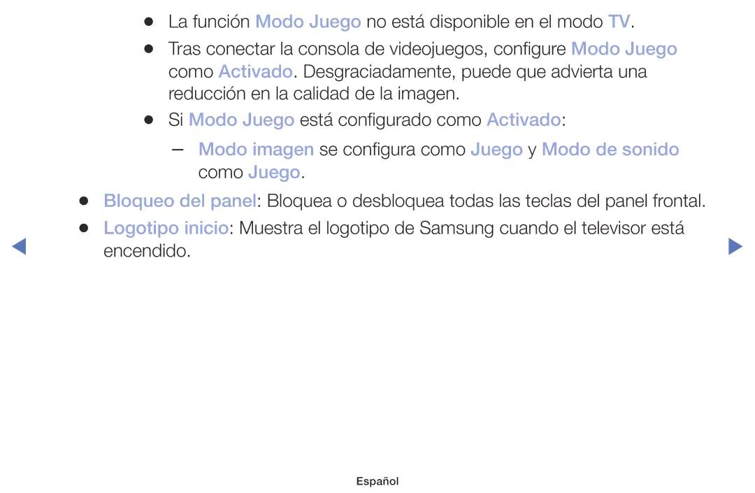 Samsung UA32K4070DSXMV manual Modo imagen se configura como Juego y Modo de sonido 