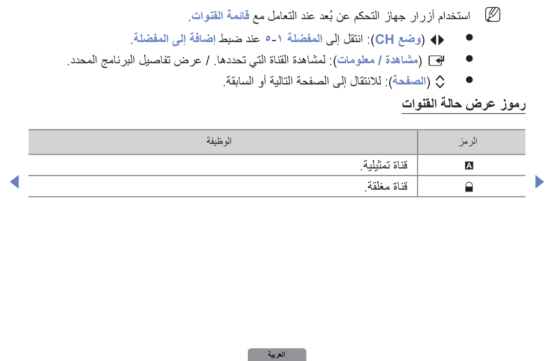 Samsung UA40D5000PRSOT, UA37D5000PRXRQ ةلضفملا ىلإ ةفاضإ طبض دنع 5 -1 ةلضفملا ىلإ لقتنا CH عضو L, ةيليثمت ةانق ةقلغم ةانق 