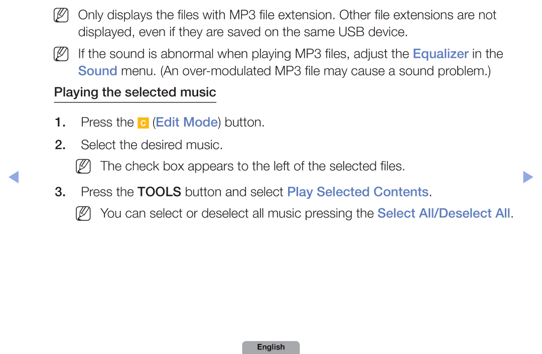 Samsung UA27D5000NRXRQ, UA37D5000PRXRQ, UA37D5000PRXUM manual NN The check box appears to the left of the selected files 