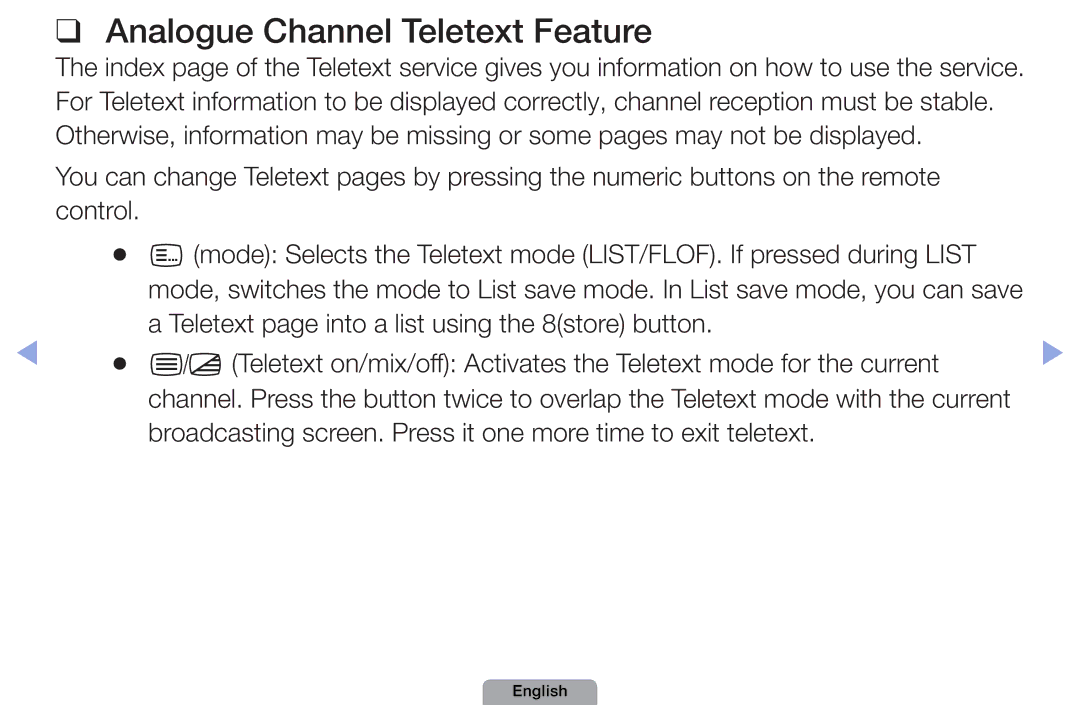 Samsung UA32D5000PRSEC Analogue Channel Teletext Feature, Broadcasting screen. Press it one more time to exit teletext 