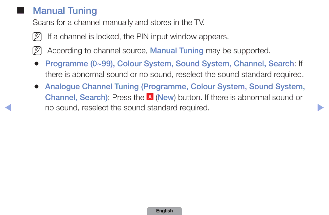 Samsung UA32D4000NSAS, UA37D5000PRXRQ, UA37D5000PRXUM, UA46D5500RRCXA, UA46D5500RRXZN, UA32D4000NXTW manual Manual Tuning 