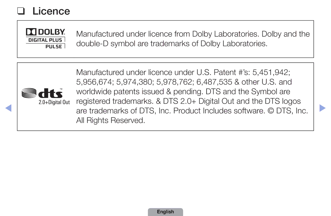 Samsung UA40D5000PRSAS, UA37D5000PRXRQ, UA37D5000PRXUM, UA46D5500RRCXA, UA46D5500RRXZN manual Licence, All Rights Reserved 