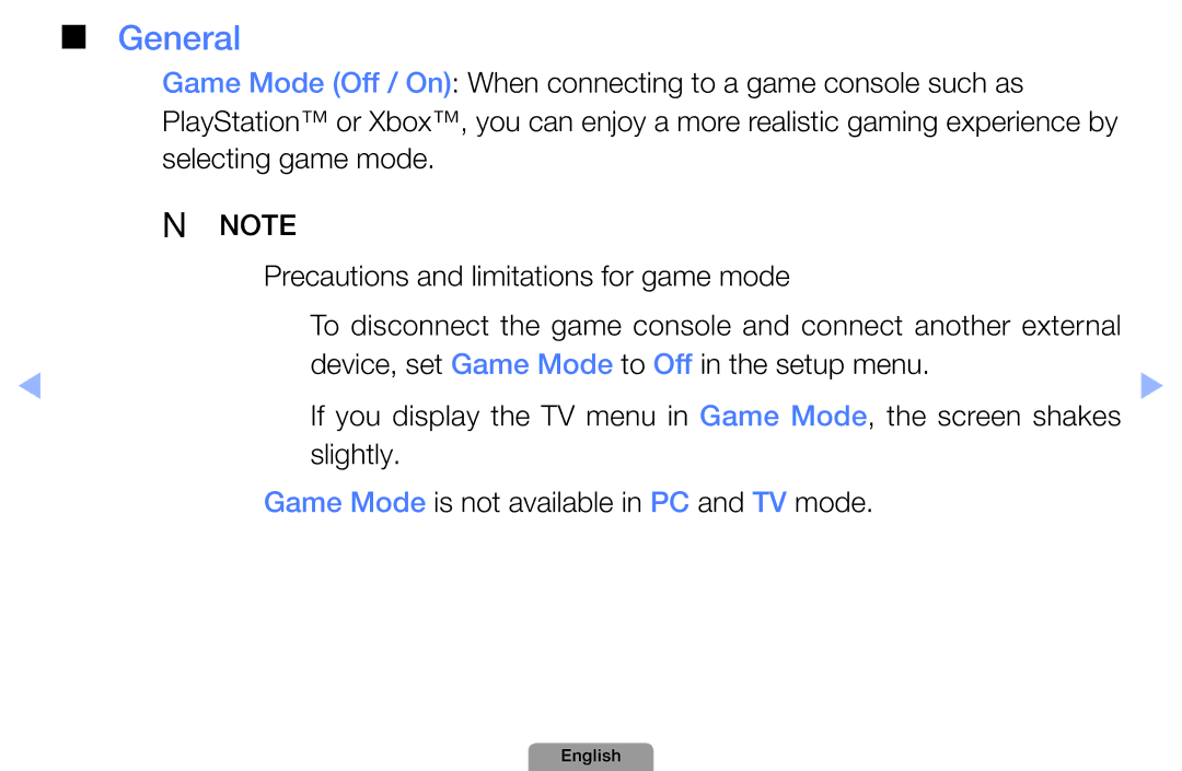 Samsung UA22D5000NRXZN, UA37D5000PRXRQ, UA37D5000PRXUM, UA46D5500RRCXA, UA46D5500RRXZN manual General, Selecting game mode 