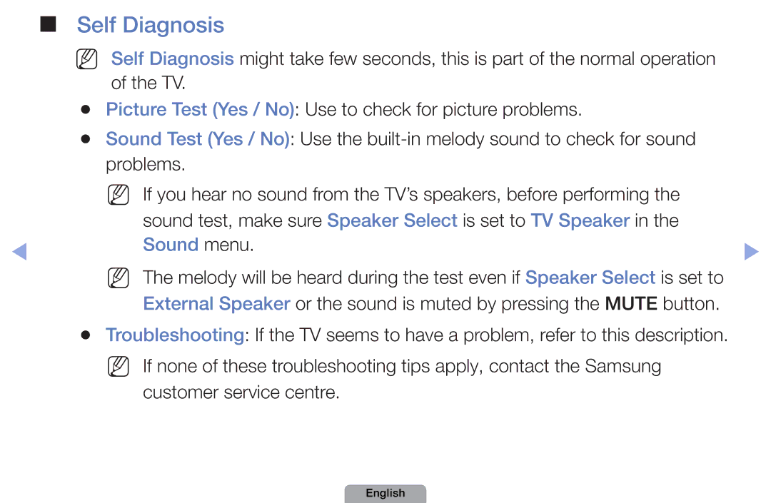 Samsung UA40D5000PRXRQ, UA37D5000PRXRQ, UA37D5000PRXUM, UA46D5500RRCXA, UA46D5500RRXZN manual Self Diagnosis, Sound menu 