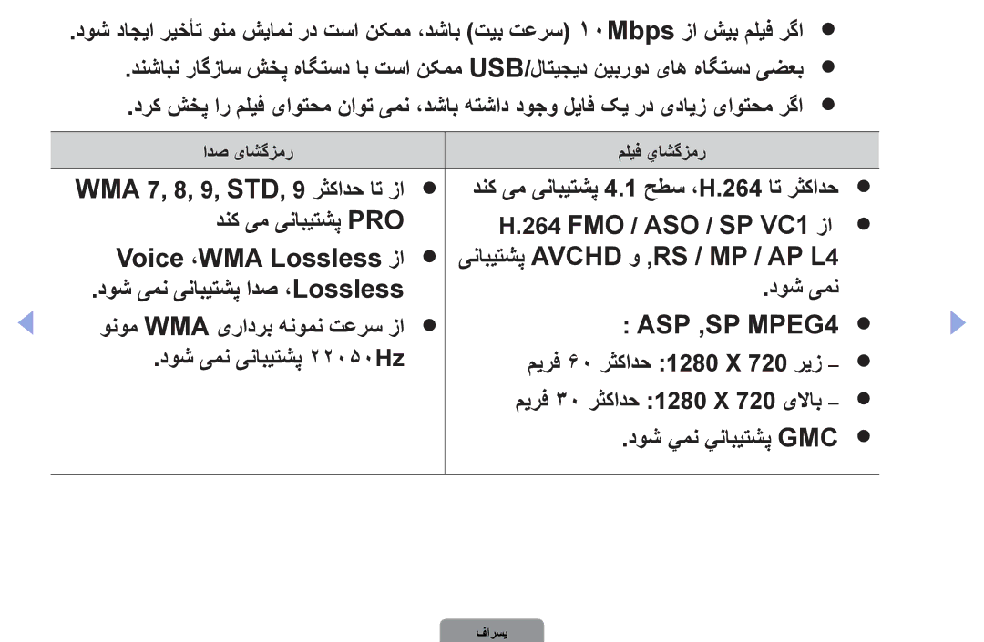 Samsung UA32D4000NXTW, UA37D5000PRXRQ, UA37D5000PRXUM ASP ,SP MPEG4, دنک یم ینابیتشپ Pro, دوش یمن ینابیتشپ ادص ،Lossless 