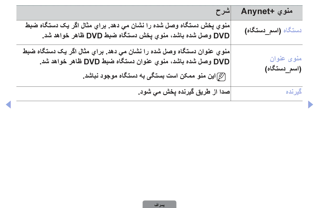 Samsung UA40D5000PRXTW manual ناونع یونم, دش دهاوخ رهاظ Dvd طبض هاگتسد ناونع يونم ،دشاب هدش لصو Dvd, هاگتسدمسا, هدنريگ 