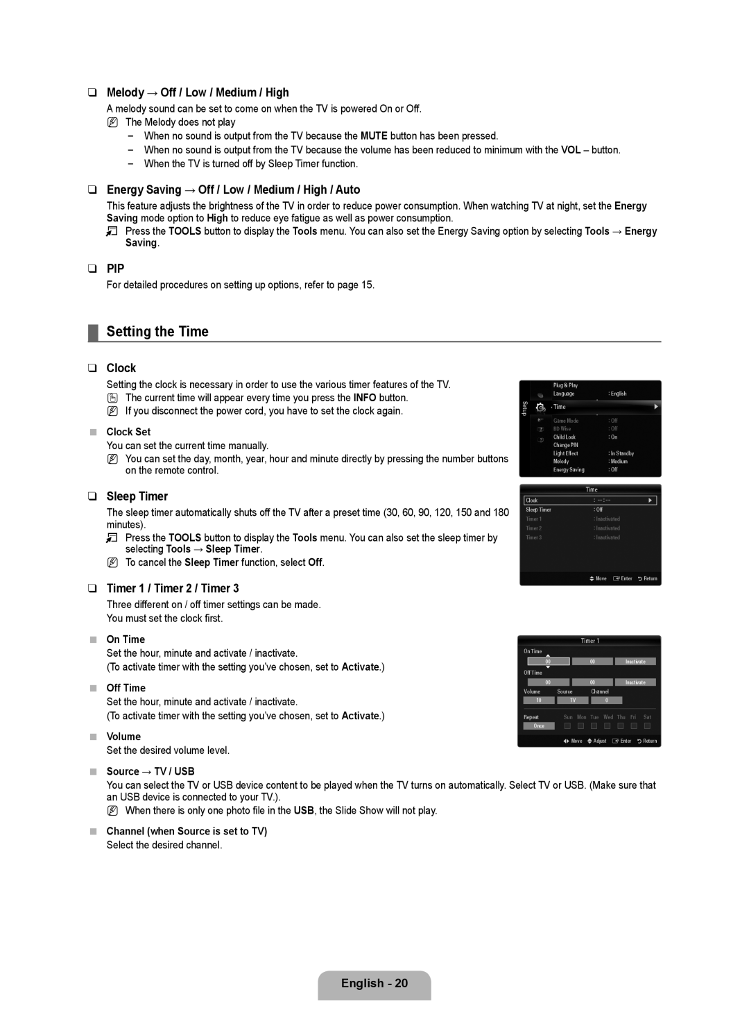 Samsung UA40B6000VRXXP manual Setting the Time 