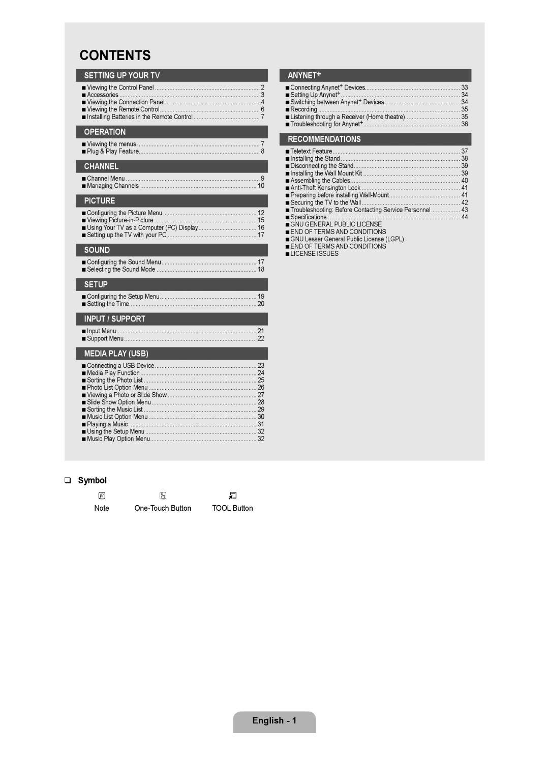 Samsung UA40B6000VRXXP manual Contents 