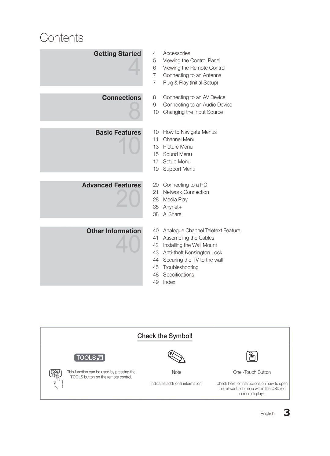 Samsung UA55C6200URXSW, UA40C6200URXHC, UA46C6200URXSV, UA55C6200URXMN, UA46C6200URXSQ, UA40C6200URXSV, UA55C6200URXSJ Contents 