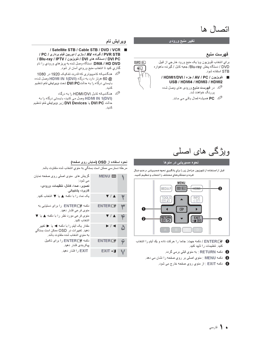 Samsung UA46C6200URXZN, UA40C6200URXHC, UA46C6200URXSV مان شیاریو, عبنم تسرهف, یدورو عبنم رییغت, اهونم رد یبایریسم هوحن 