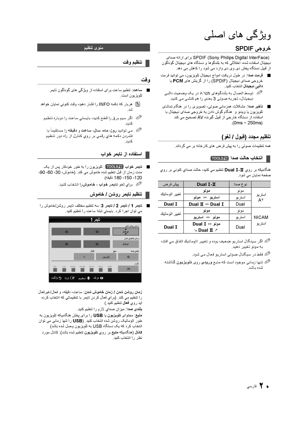 Samsung UA46C7000WRXSQ, UA40C7000WRXSJ, UA40C7000WRSHD, UA55C7000WRXKE manual تقو, Spdif یجورخ, وغل / لوبق ددجم میظنت 