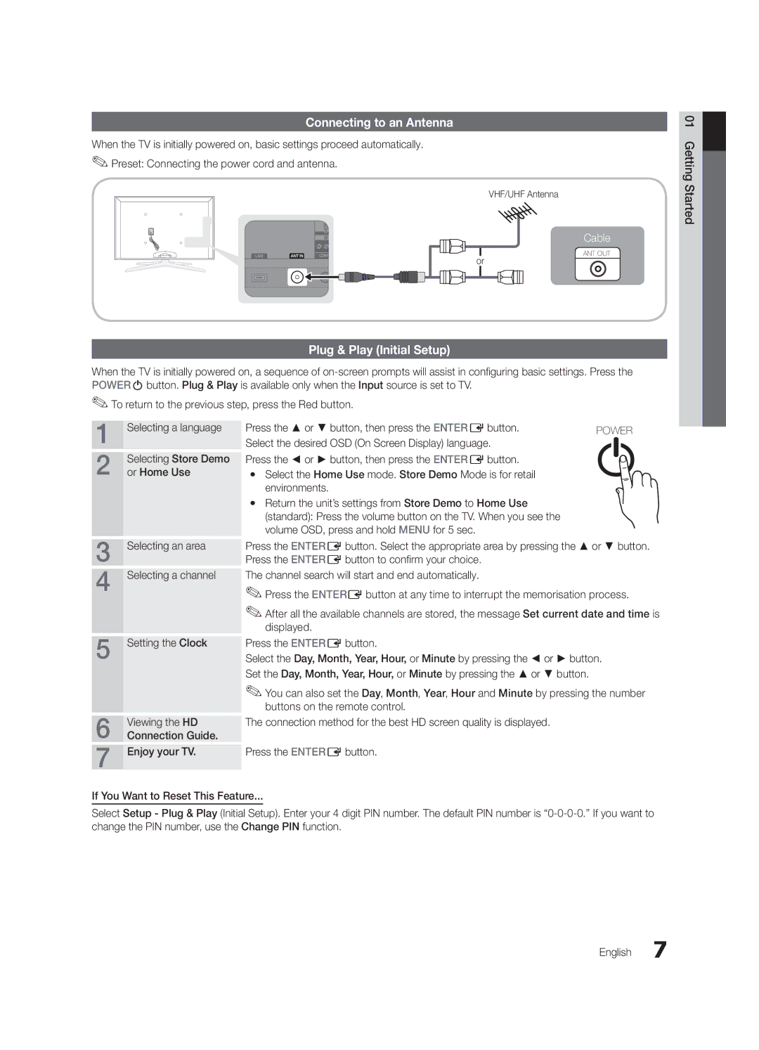 Samsung UA40C7000WRXTW, UA40C7000WRXXP, UA40C7000WRXSJ, UA40C7000WRSHD, UA55C7000WRXKE manual Connecting to an Antenna 