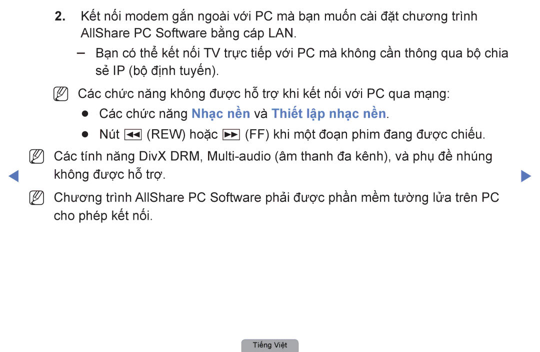 Samsung UA40D5030PRXXV, UA40D5000PRXXV, UA32D4000NRXXT, UA32D4000NXXV manual Các chức năng Nhạc nền và Thiết lập nhạc nền 