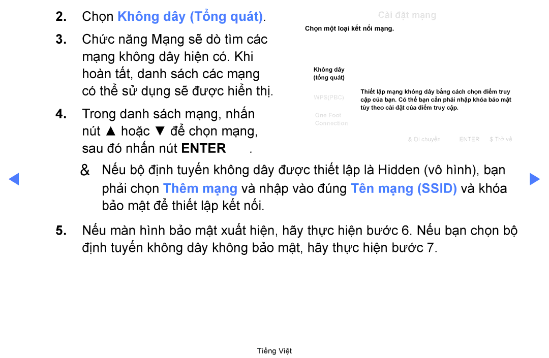 Samsung UA27D5000NRXXV manual Mạng không dây hiện có. Khi, Hoàn tất, danh sách các mạng, Trong danh sách mạng, nhấn 