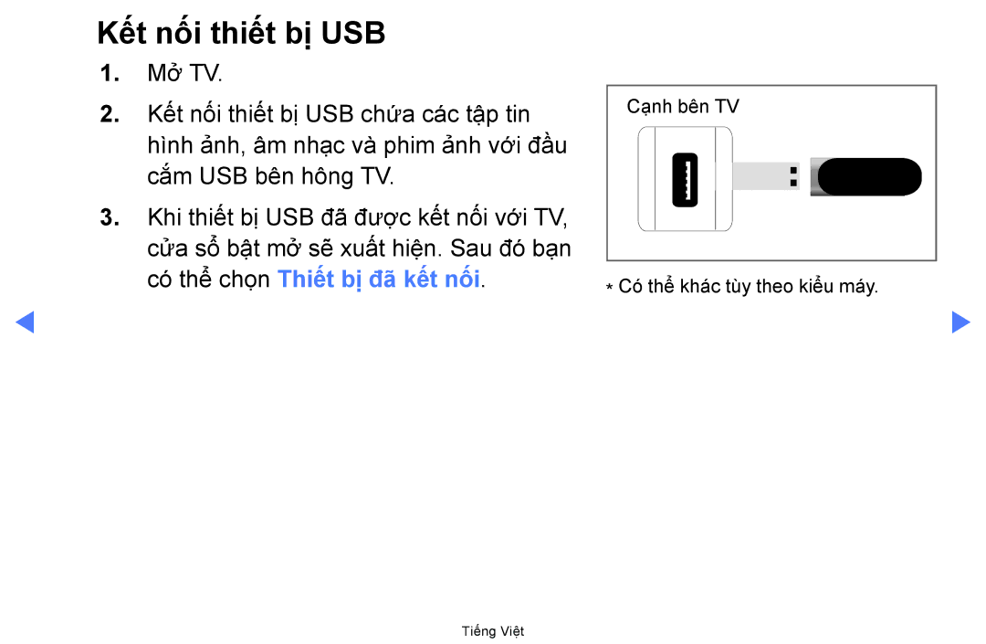 Samsung UA27D5000NRXXV, UA40D5000PRXXV, UA40D5030PRXXV, UA32D4000NRXXT, UA32D4000NXXV, UA22D5000NRXXV Kết nố́i thiết bị USB 