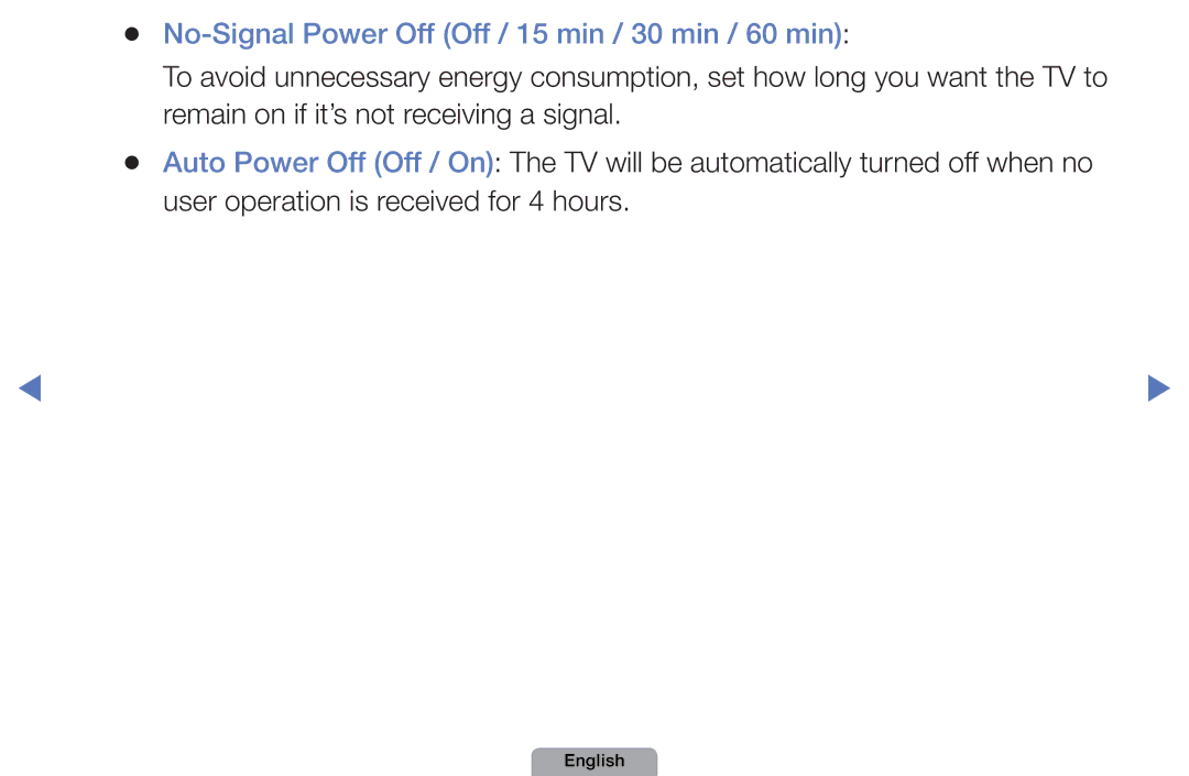 Samsung UA32D4003BMXSQ, UA40D5003BMXSQ manual No-Signal Power Off Off / 15 min / 30 min / 60 min 