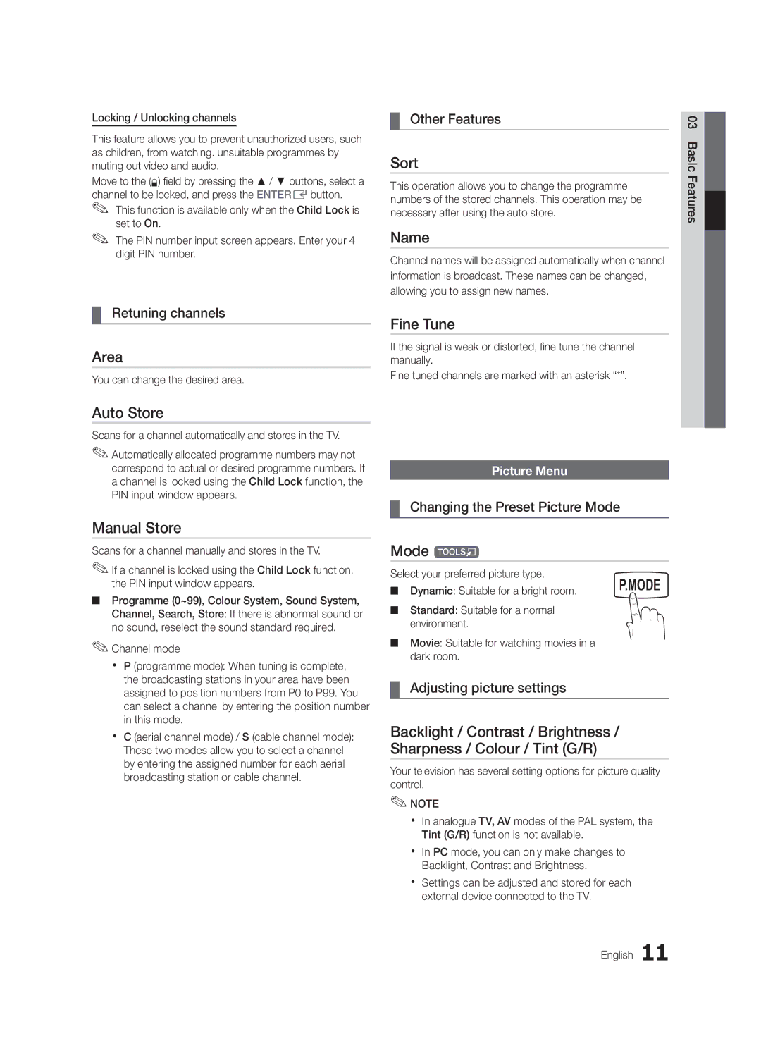 Samsung UA40D5000PRXZN, UA40D5003BRXUM, UA40D5003BRXTW manual Area, Sort, Name, Fine Tune, Auto Store, Manual Store, Mode t 