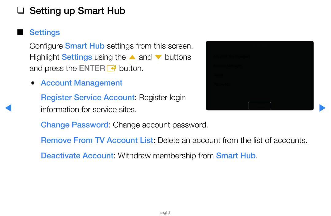 Samsung UA46D5500RRXZN, UA40D5500RRSXA, UA46D5500RRCXA, UA40D5500RRXUM Setting up Smart Hub, Information for service sites 