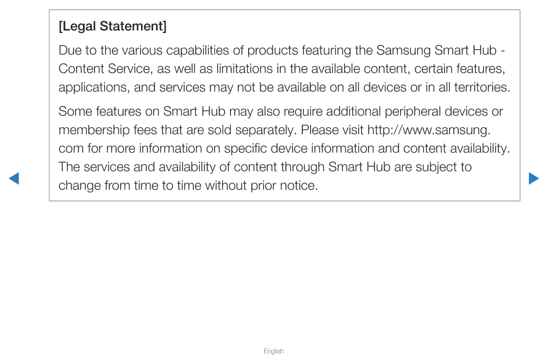 Samsung UA40D5500RRSMN, UA40D5500RRSXA, UA46D5500RRCXA, UA46D5500RRXZN, UA40D5500RRXUM, UA46D5500RRXUM manual Legal Statement 