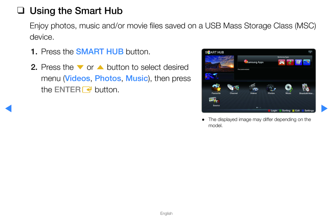 Samsung UA46D5500RRXRQ, UA40D5500RRSXA, UA46D5500RRCXA, UA46D5500RRXZN, UA40D5500RRXUM, UA46D5500RRXUM Using the Smart Hub 