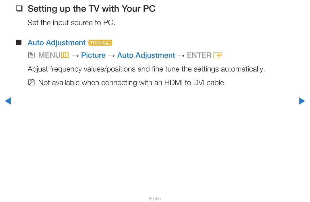 Samsung UA46D5500RRXTW, UA40D5500RRSXA manual Setting up the TV with Your PC, Set the input source to PC, Auto Adjustment t 