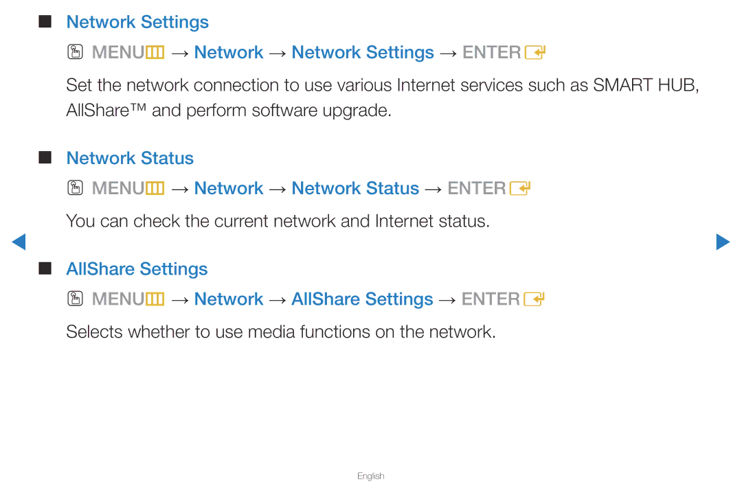 Samsung UA40D5500RRXTW, UA40D5500RRSXA, UA46D5500RRCXA manual Network Status OO MENUm → Network → Network Status → Entere 