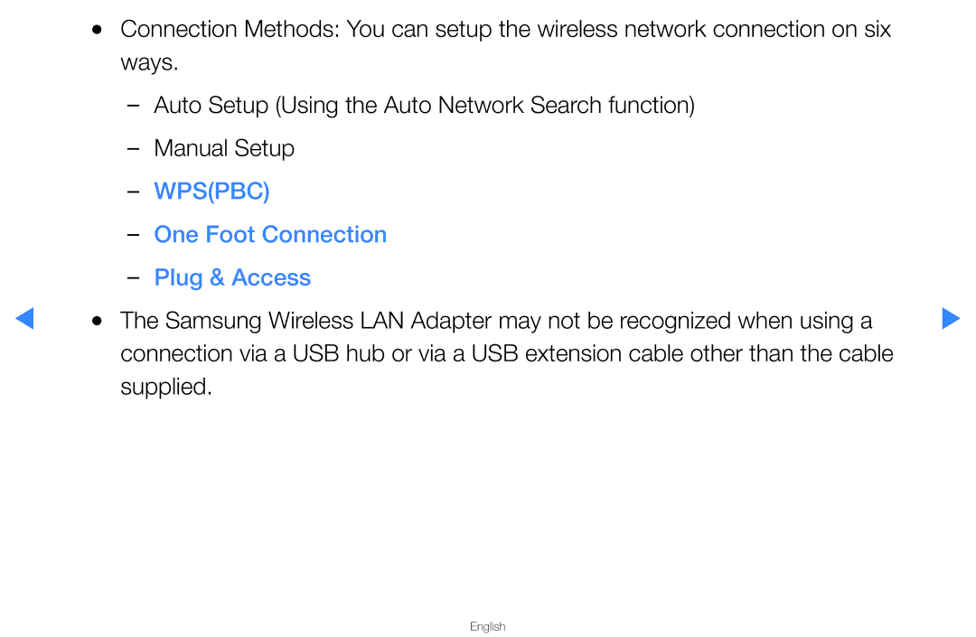 Samsung UA46D5500RRSMN, UA40D5500RRSXA, UA46D5500RRCXA, UA46D5500RRXZN manual Wpspbc, One Foot Connection Plug & Access 