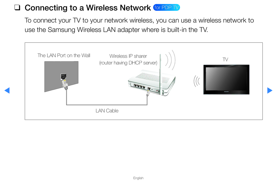 Samsung UA40D5500RRXTW, UA40D5500RRSXA, UA46D5500RRCXA, UA46D5500RRXZN manual Connecting to a Wireless Network for PDP TV 