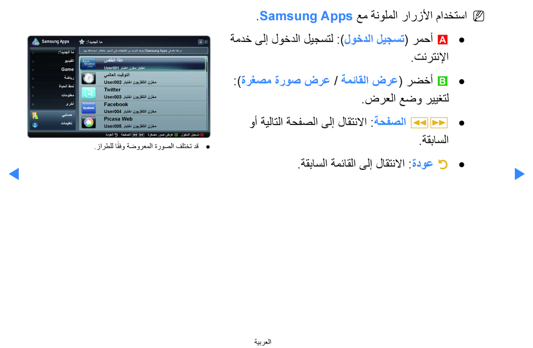 Samsung UA46D5500RRSMN, UA40D5500RRSXA, UA46D5500RRCXA, UA46D5500RRXZN, UA40D5500RRXUM ةرغصم ةروص ضرع / ةمئاقلا ضرع رضخأ b 