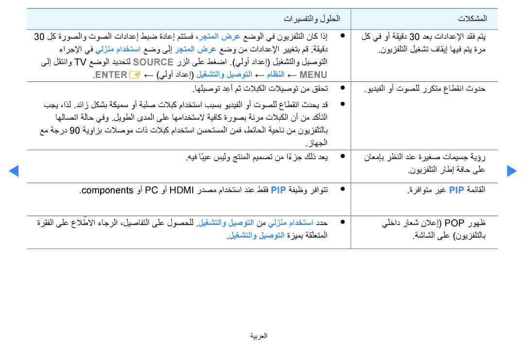 Samsung UA40D5500RRXTW, UA40D5500RRSXA, UA46D5500RRCXA, UA46D5500RRXZN Entere ← يلوأ دادعإ ليغشتلاو ليصوتلا ← ماظنلا ← Menu 